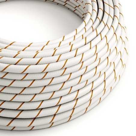 Cable decorativo textil a metros homologado blanco y ocre