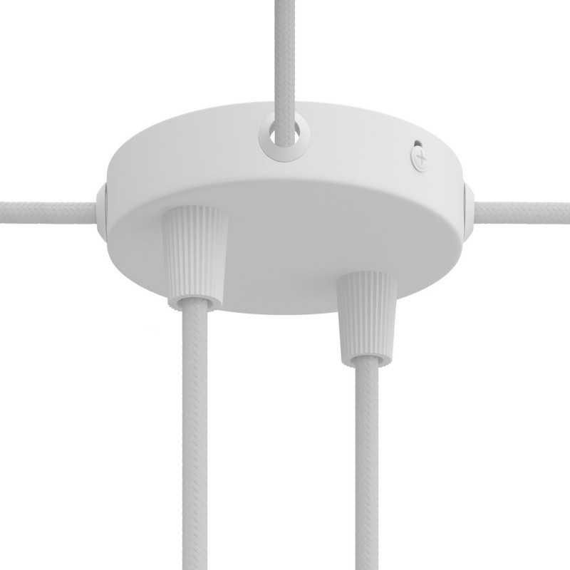 Soporte metal blanco 83mm diámetro 2 salidas 4 laterales