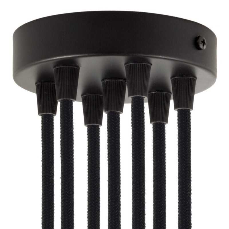 Soporte metal negro 120mm diámetro y siete salidas