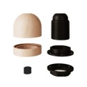 Kit Lampenfassung E27 Naturholz mit Ring fuer Lampenschirm
