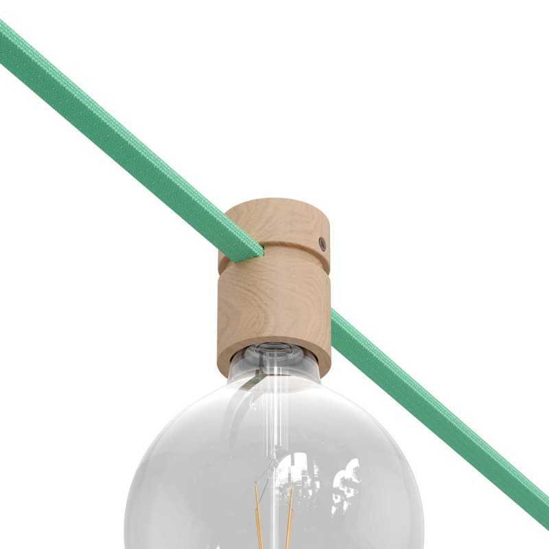 Holz-Lampenhalter fuer Textilkabel-Girlande E27 | Lampenbedarf