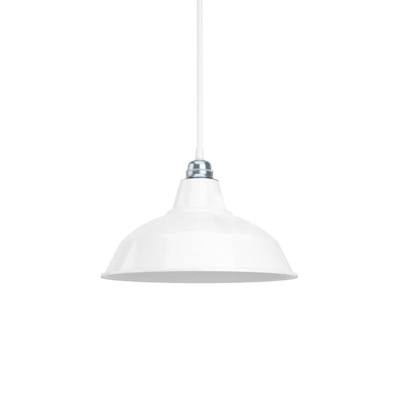 Emaillierter, gewoelbter Metallschirm E27 30 cm | Fuer haengende Lampen