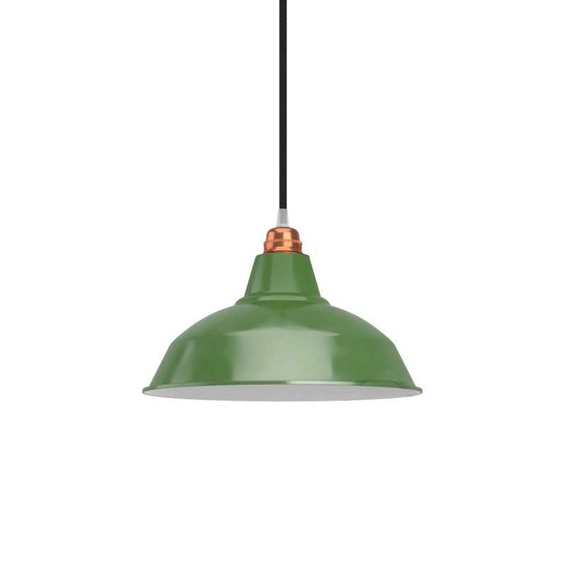 Emaillierter, gewoelbter Metallschirm E27 30 cm | Fuer haengende Lampen