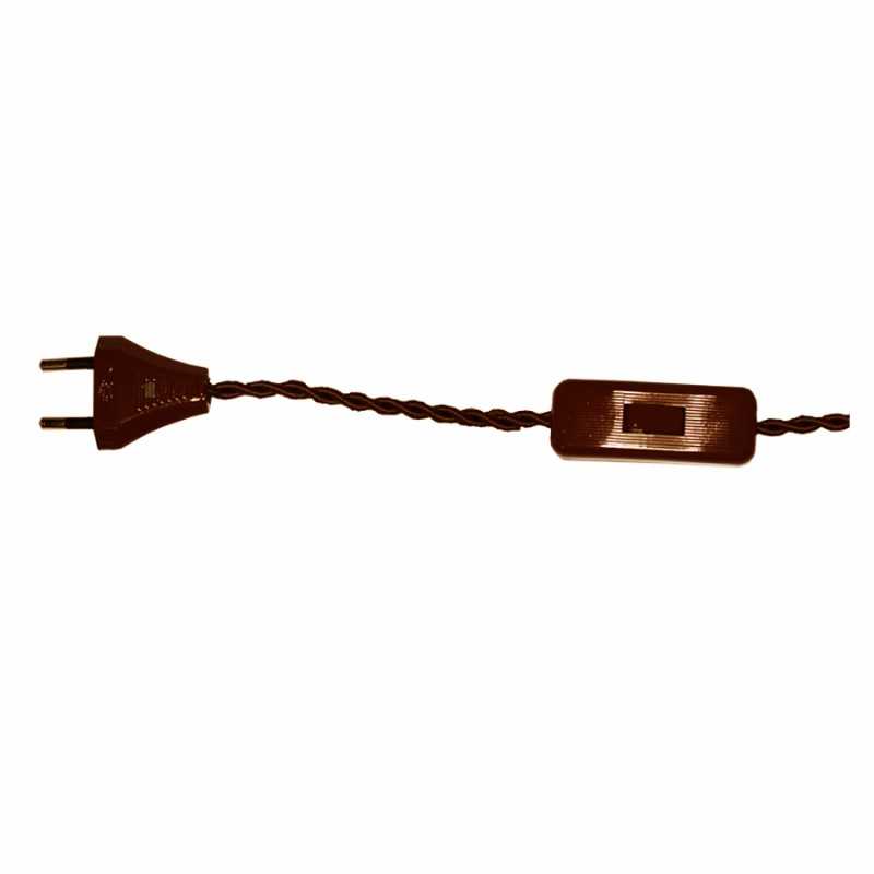 Geflochtener Anschluss mit Schalter und Stecker zur Lampenmontage