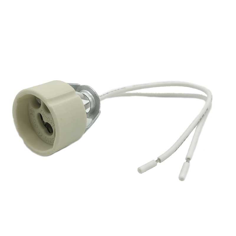 Porzellan-Lampenfassung GU10 mit Kabel und Befestigungsbruecke
