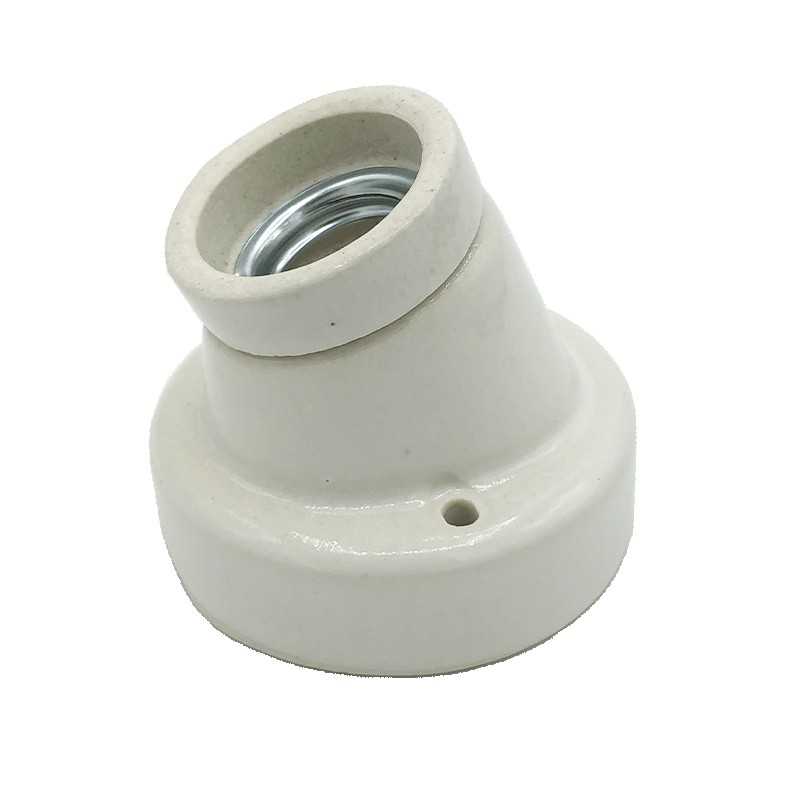 Schraege E27 Porzellan-Sockelfassung altweiss