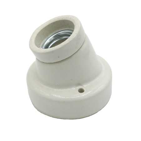 Schraege E27 Porzellan-Sockelfassung altweiss
