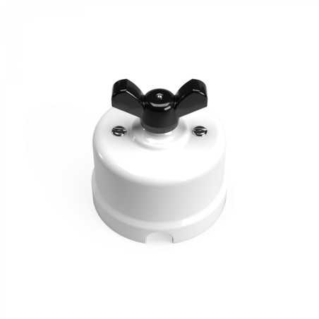 Conmutador de porcelana blanco con lazo de colores