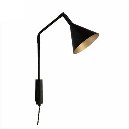 Schwarze Wandlampe mit konischem Schirm