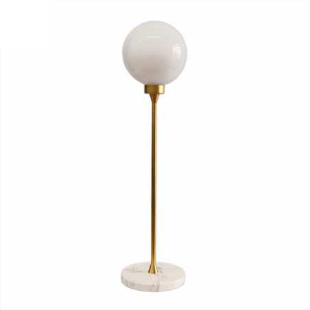 Tischlampe mit Marmorfuss und Glaskugel