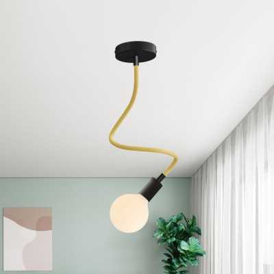 Gelber textilummantelter Gelenkschlauch 10mm mit Kabel