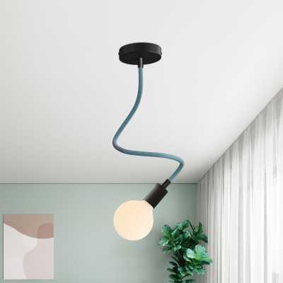 Blauer textilummantelter Gelenkschlauch Zickzack 10mm mit Kabel