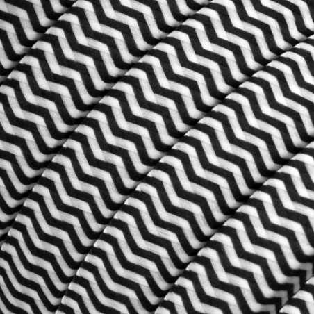 Cable plano de guirnalda exterior zigzag blanco negro