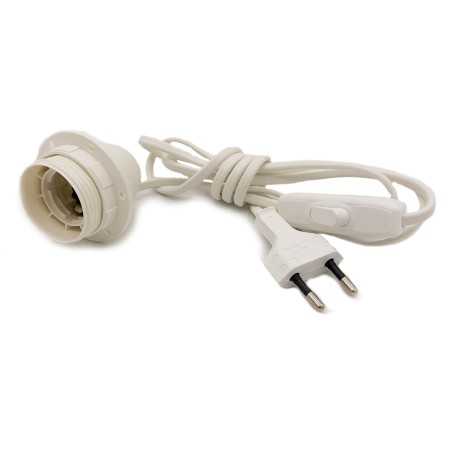 Weisse E27-Lampenfassung mit Schalter und Stecker