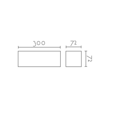 Aplique yeso recto 300mm x 72mm x 72mm doble salida