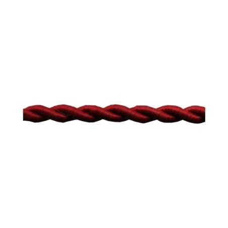 Cable decorativo textil trenzado acabado seda color burdeos