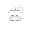 Foco de yeso triple 370mm x 135mm x 135mm alto