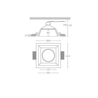 Foco escayola 120mm x 120mm x 132mm alto para AR111