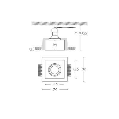 Foco escayola GU10 orientable 140mm x 135mm altura