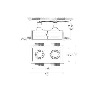 Foco escayola GU10 258mm x 140mm x 135mm altura