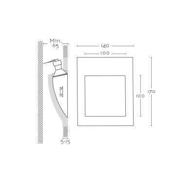 Señalizador de yeso 100mm x 100mm x 65mm profundidad