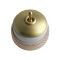 Conmutador porcelana base madera natural y tapa satín
