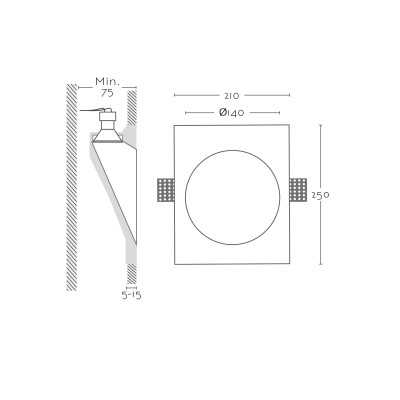Señalizador de yeso 140mm x 250mm x 75mm profundidad