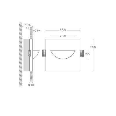 Señalizador de yeso 200mm x 100mm x 42mm profundidad