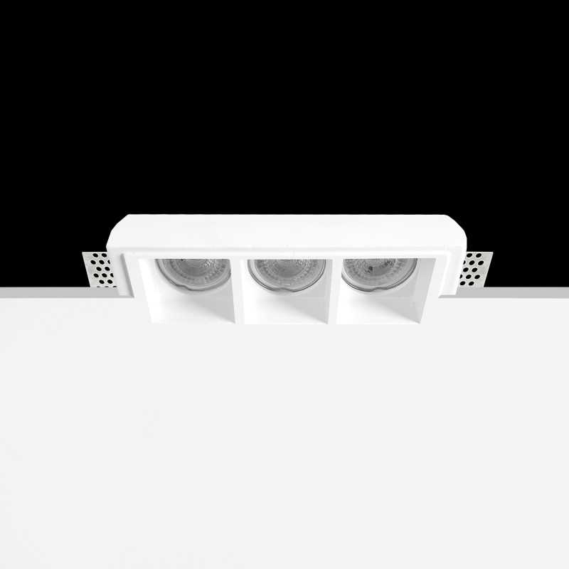 Foco triple escayola GU10 210mm x 52mm y altura 92mm