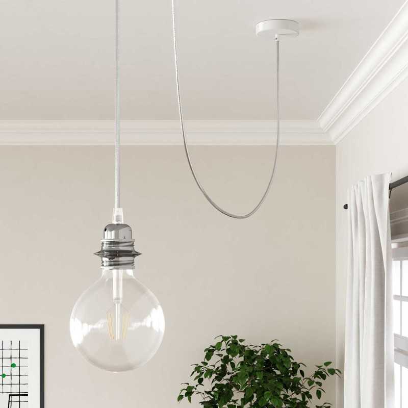 Cable decorativo textil a metros homologado recubierto de cobre plata