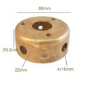 Soporte de latón 60mm diámetro x 28,3mm y salida de 22mm