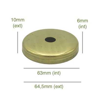 Tapa portaglobos de latón 63mm diámetro x 6mm