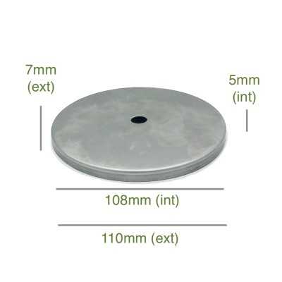Tapa portaglobos de hierro bruto 108mm diámetro x 5mm