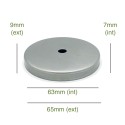 Tapa portaglobos de hierro bruto 63mm diámetro x 7mm