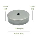 Tapa portaglobos de hierro bruto 78mm diámetro x 17mm