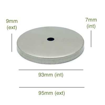 Tapa portaglobos de hierro bruto 93mm diámetro x 7mm