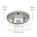 Tapa portaglobos cóncava de hierro bruto 105mm diámetro x 4mm