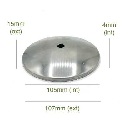 Tapa portaglobos cóncava de hierro bruto 105mm diámetro x 4mm