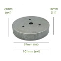 Portaglobos de hierro bruto 97mm x 18mm con tornillos