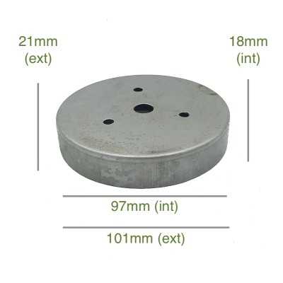 Portaglobos de hierro bruto 97mm x 18mm con tornillos