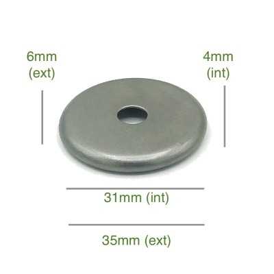 Tapa portaglobos hierro bruto redondeada 31mm diámetro x 4mm