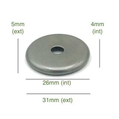 Tapa portaglobos hierro bruto redondeada 26mm diámetro x 4mm