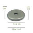 Tapa portaglobos hierro bruto redondeada 21mm diámetro x 4mm
