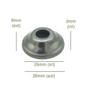 Tapa portaglobos hierro bruto cónica 25mm diámetro x 2mm