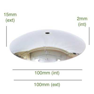 Tapa cóncava cromada 100mm x 2mm para globos de cristal
