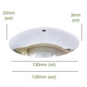 Tapa cóncava cromada 130mm x 3mm para globos de cristal