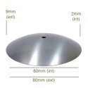 Tapa cóncava hierro bruto 80mm x 2mm para globos de cristal