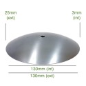 Tapa cóncava en hierro bruto 130mm x 3mm para globos de cristal