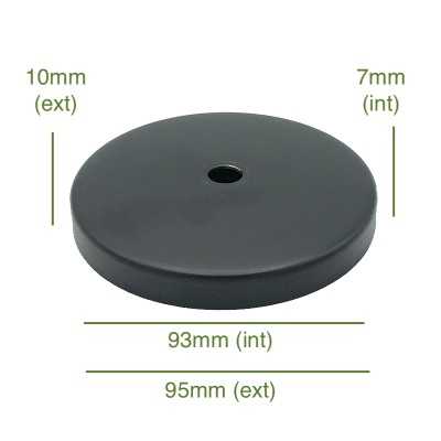 Tapa de metal color negro 93mm diámetro x 7mm