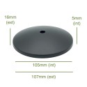 Tapa de metal color negro cóncava 105mm diámetro x 5mm